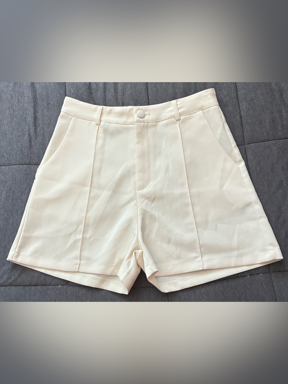 SHEIN Cream High-Waist Tailored Shorts